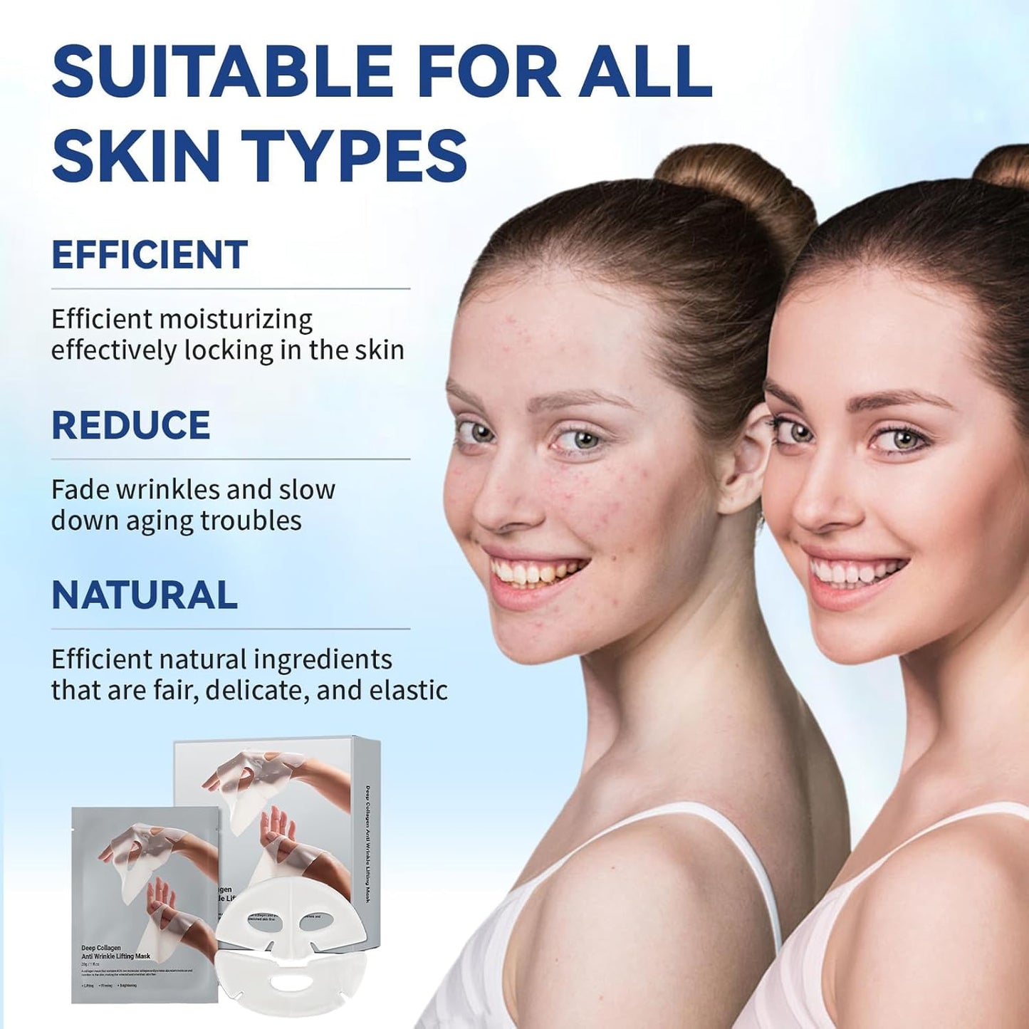Deep Collagen Anti Wrinkle Lifting Mask, Collagen Mask, Deep Hydrating Firming Overnight Hydrogel Mask, Pore Minimizing, Elasticity Improvement(5PCS) Alura