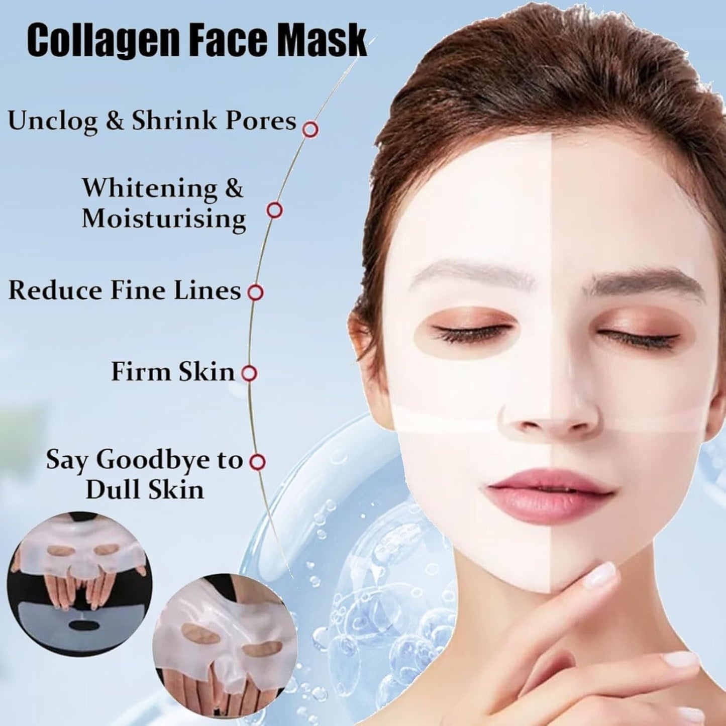 Deep Collagen Anti Wrinkle Lifting Mask, Collagen Mask, Deep Hydrating Firming Overnight Hydrogel Mask, Pore Minimizing, Elasticity Improvement(5PCS) Alura