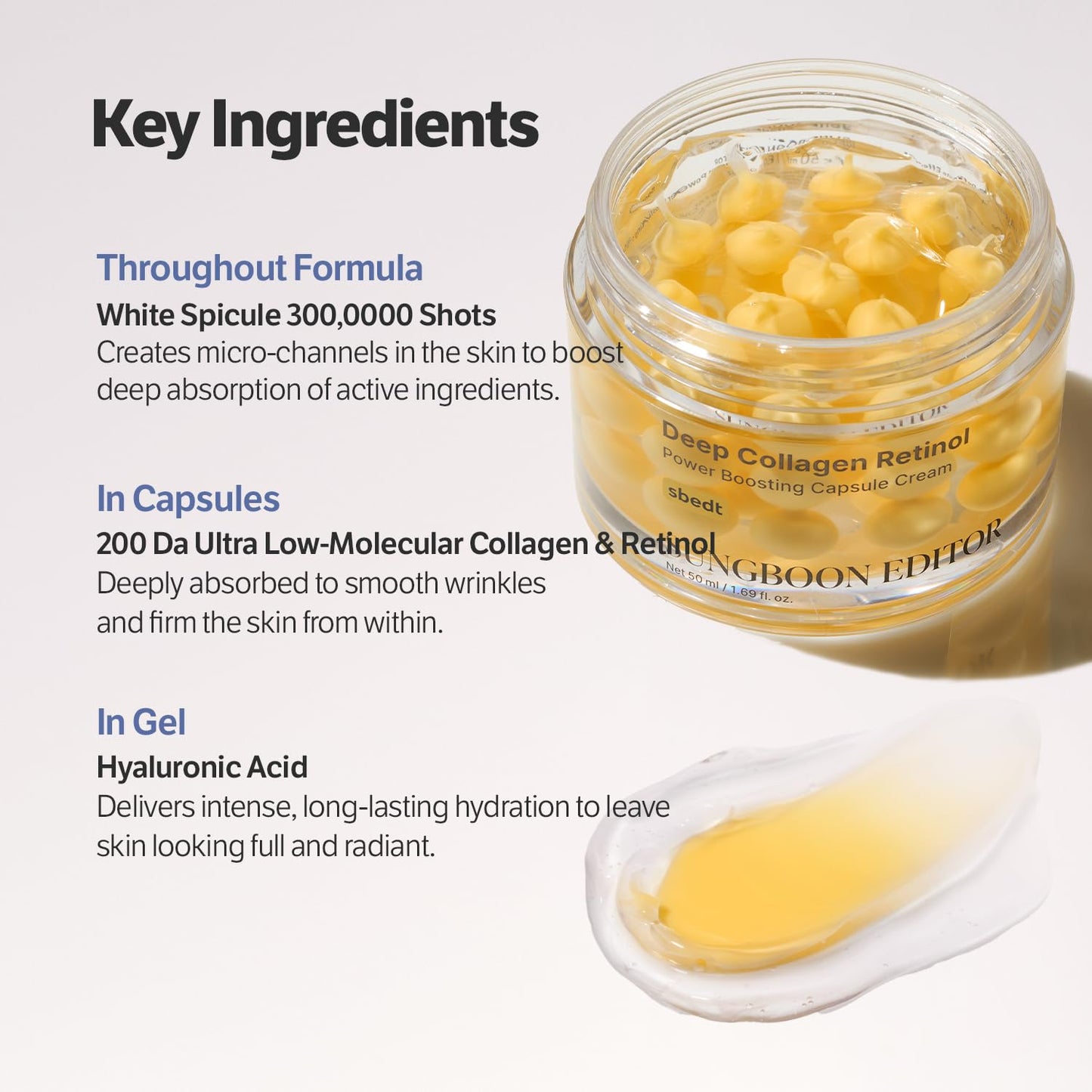 SUNGBOON EDITOR Deep Collagen Retinol Power Boosting Capsule Face & Neck Cream | Microneedling, White Spicules, Skin Firming, Hydration for Dry Skin, Wrinkles, Face Moisturizer, 1.69 fl.oz Alura