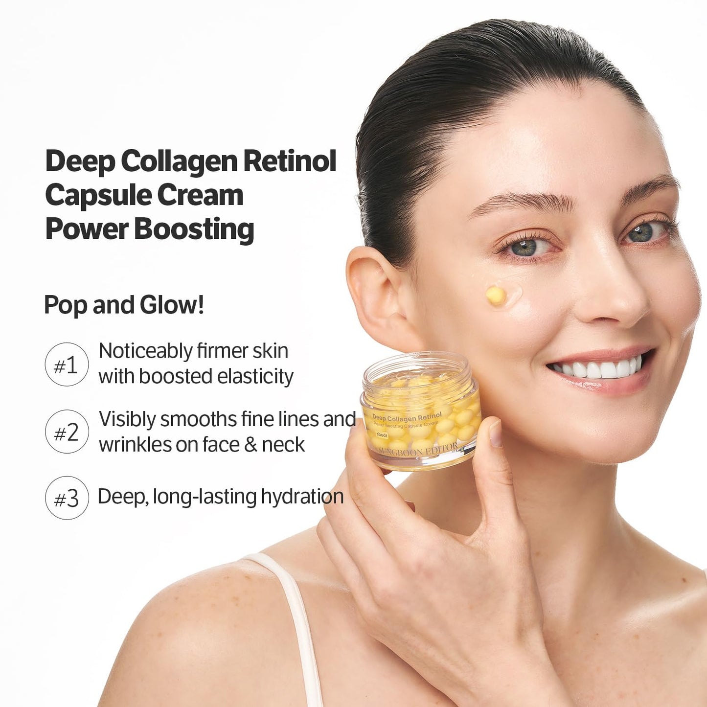 SUNGBOON EDITOR Deep Collagen Retinol Power Boosting Capsule Face & Neck Cream | Microneedling, White Spicules, Skin Firming, Hydration for Dry Skin, Wrinkles, Face Moisturizer, 1.69 fl.oz Alura