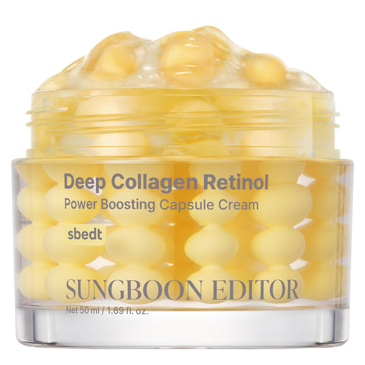 SUNGBOON EDITOR Deep Collagen Retinol Power Boosting Capsule Face & Neck Cream | Microneedling, White Spicules, Skin Firming, Hydration for Dry Skin, Wrinkles, Face Moisturizer, 1.69 fl.oz Alura