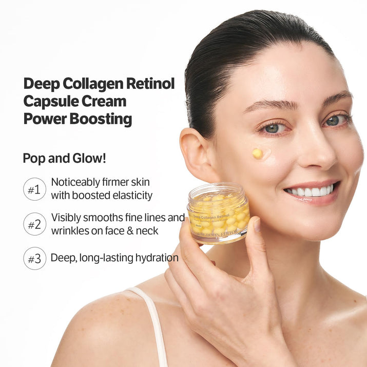 SUNGBOON EDITOR Deep Collagen Retinol Power Boosting Capsule Face & Neck Cream | Microneedling, White Spicules, Skin Firming, Hydration for Dry Skin, Wrinkles, Face Moisturizer, 1.69 fl.oz Alura