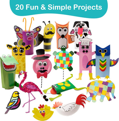 Craftikit® 20 Award-Winning Animal Toddler Arts and Crafts for Kids Ages 3-10 Years, All-Inclusive Animal Craft Kits, Fun Toddler Craft Box for Girls, Boys in Preschool Alura