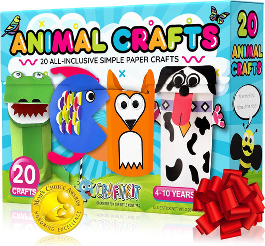 Craftikit® 20 Award-Winning Animal Toddler Arts and Crafts for Kids Ages 3-10 Years, All-Inclusive Animal Craft Kits, Fun Toddler Craft Box for Girls, Boys in Preschool Alura