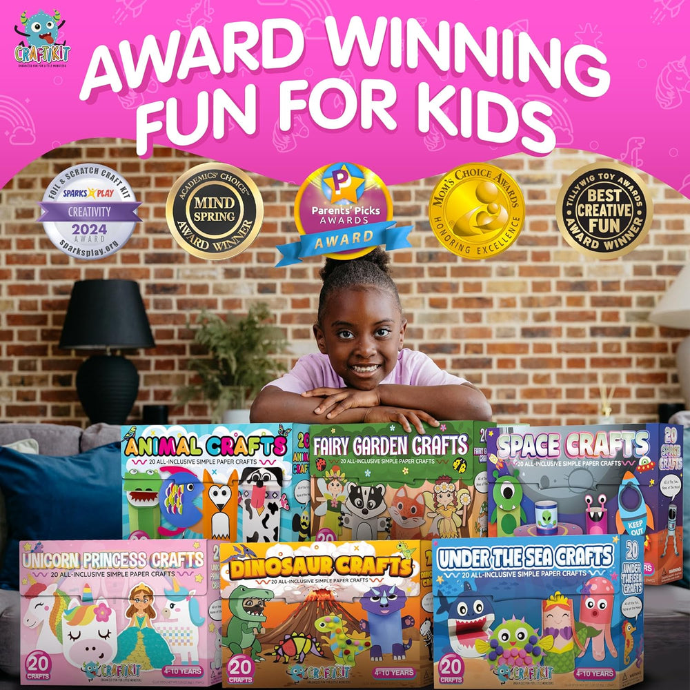 Craftikit® 20 Award-Winning Animal Toddler Arts and Crafts for Kids Ages 3-10 Years, All-Inclusive Animal Craft Kits, Fun Toddler Craft Box for Girls, Boys in Preschool Alura