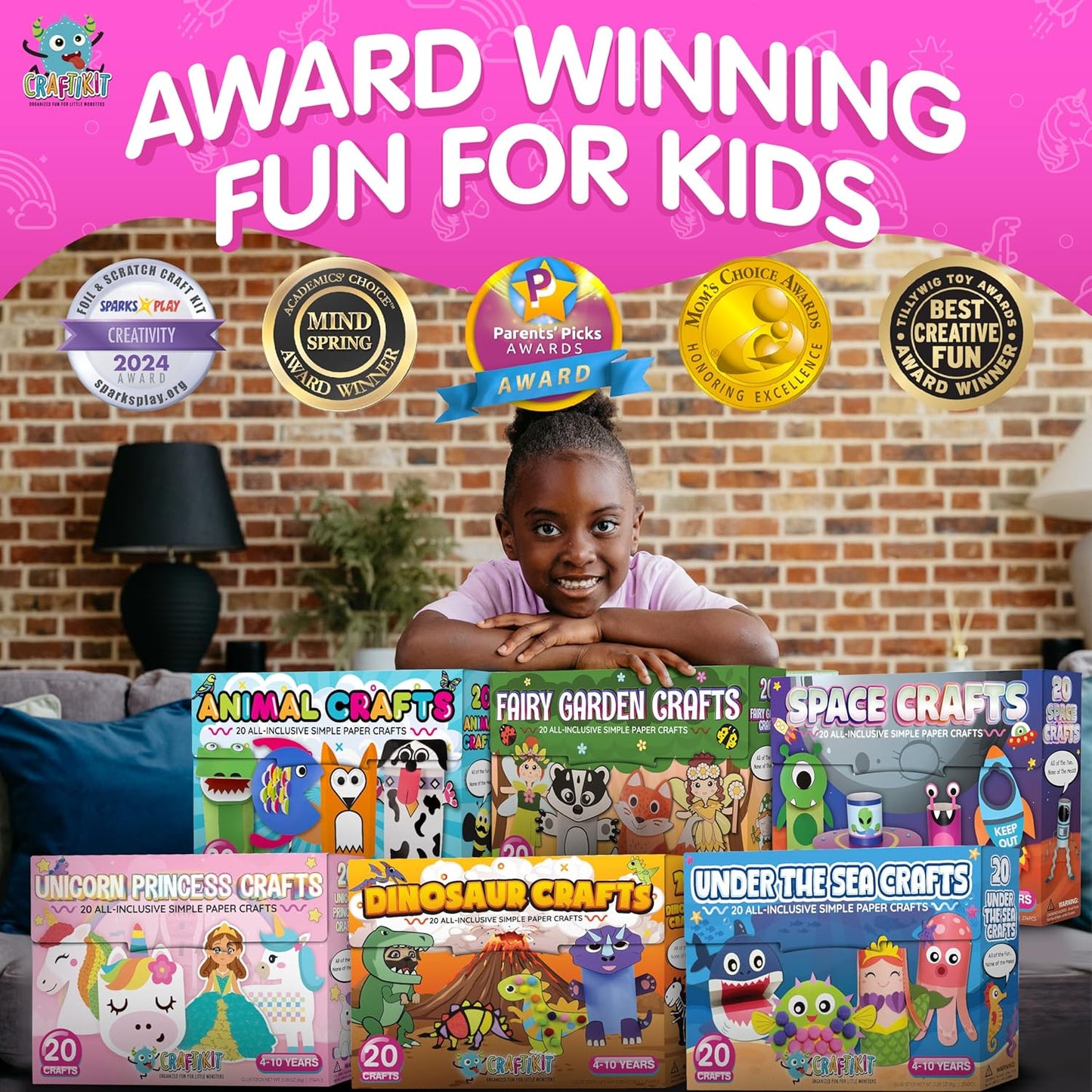 Craftikit® 20 Award-Winning Animal Toddler Arts and Crafts for Kids Ages 3-10 Years, All-Inclusive Animal Craft Kits, Fun Toddler Craft Box for Girls, Boys in Preschool Alura